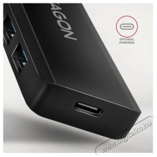 Axagon HUE-C1A TRAVEL Hub, USB-A 5Gbps, 4x USB-A, USB-C power IN, cable 19cm Iroda és számítástechnika - Notebook kiegészítő - USB hub / elosztó - 503333