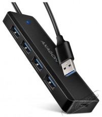 Axagon HUE-C1A TRAVEL Hub, USB-A 5Gbps, 4x USB-A, USB-C power IN, cable 19cm Iroda és számítástechnika - Notebook kiegészítő - USB hub / elosztó - 503333
