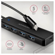 Axagon HUE-C1C TRAVEL Hub, USB-C 5Gbps, 4x USB-A, USB-C power IN, cable 19cm Iroda és számítástechnika - Notebook kiegészítő - USB hub / elosztó - 503332