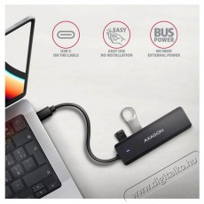Axagon HUE-C1C TRAVEL Hub, USB-C 5Gbps, 4x USB-A, USB-C power IN, cable 19cm Iroda és számítástechnika - Notebook kiegészítő - USB hub / elosztó - 503332