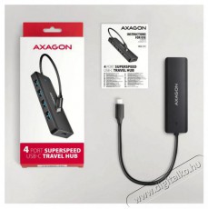 Axagon HUE-C1C TRAVEL Hub, USB-C 5Gbps, 4x USB-A, USB-C power IN, cable 19cm Iroda és számítástechnika - Notebook kiegészítő - USB hub / elosztó - 503332