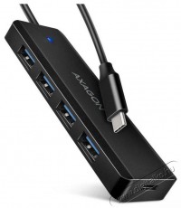 Axagon HUE-C1C TRAVEL Hub, USB-C 5Gbps, 4x USB-A, USB-C power IN, cable 19cm Iroda és számítástechnika - Notebook kiegészítő - USB hub / elosztó - 503332