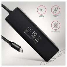 Axagon HUE-C1C TRAVEL Hub, USB-C 5Gbps, 4x USB-A, USB-C power IN, cable 19cm Iroda és számítástechnika - Notebook kiegészítő - USB hub / elosztó - 503332