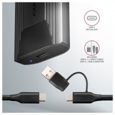 Axagon EEM2-GTS2 USB-C 3.2 Gen 2 M.2 NVMe/SATA szürke csavar nélküli külső SSD ház Iroda és számítástechnika - Adattároló / merevlemez - Kiegészítő - 507219