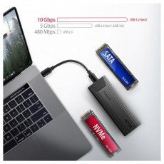 Axagon EEM2-GTS2 USB-C 3.2 Gen 2 M.2 NVMe/SATA szürke csavar nélküli külső SSD ház Iroda és számítástechnika - Adattároló / merevlemez - Kiegészítő - 507219