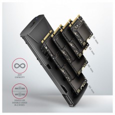 Axagon EEM2-GTS2 USB-C 3.2 Gen 2 M.2 NVMe/SATA szürke csavar nélküli külső SSD ház Iroda és számítástechnika - Adattároló / merevlemez - Kiegészítő - 507219