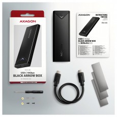 Axagon EEM2-UB2 USB-C 3.2 Gen 2 M.2 NVMe fekete csavar nélküli külső SSD ház Iroda és számítástechnika - Adattároló / merevlemez - Kiegészítő - 507220