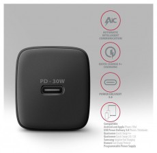 Axagon ACU-PD30 30W PD 3.0 QC Type-C fekete hálózati töltő Mobil / Kommunikáció / Smart - Mobiltelefon kiegészítő / tok - Hálózati-, autós töltő - 507953