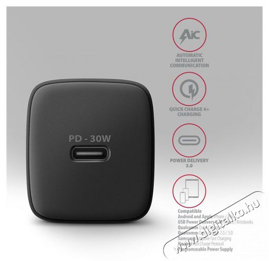 Axagon ACU-PD30 30W PD 3.0 QC Type-C fekete hálózati töltő Mobil / Kommunikáció / Smart - Mobiltelefon kiegészítő / tok - Hálózati-, autós töltő - 507953