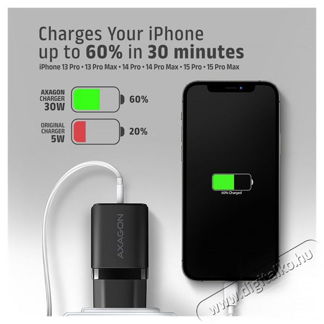 Axagon ACU-PD30 30W PD 3.0 QC Type-C fekete hálózati töltő Mobil / Kommunikáció / Smart - Mobiltelefon kiegészítő / tok - Hálózati-, autós töltő - 507953