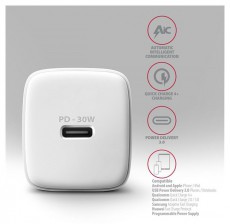 Axagon ACU-PD30W 30W PD 3.0 QC Type-C fehér hálózati töltő Mobil / Kommunikáció / Smart - Mobiltelefon kiegészítő / tok - Hálózati-, autós töltő - 507954