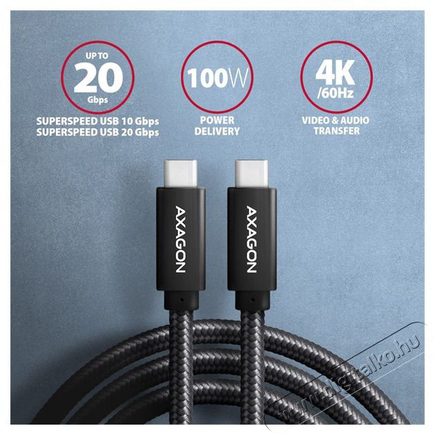 Axagon BUCM32-CM15AB 1,5m Type-C fekete adat- és töltőkábel Tv kiegészítők - Kábel / csatlakozó - USB kábel - 507950