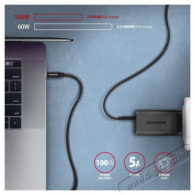 Axagon BUCM32-CM15AB 1,5m Type-C fekete adat- és töltőkábel Tv kiegészítők - Kábel / csatlakozó - USB kábel - 507950