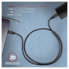 Axagon BUCM32-CM15AB 1,5m Type-C fekete adat- és töltőkábel Tv kiegészítők - Kábel / csatlakozó - USB kábel - 507950
