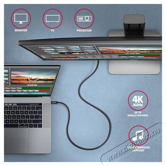 Axagon BUCM32-CM15AB 1,5m Type-C fekete adat- és töltőkábel Tv kiegészítők - Kábel / csatlakozó - USB kábel - 507950