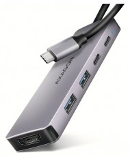 Axagon HMC-5H60 5Gbps 5in1 szürke Type-C hub Iroda és számítástechnika - Notebook kiegészítő - USB hub / elosztó - 507957