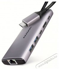Axagon HMC-6G2L 10Gbps 6in1 szürke Type-C hub Iroda és számítástechnika - Notebook kiegészítő - USB hub / elosztó - 507958