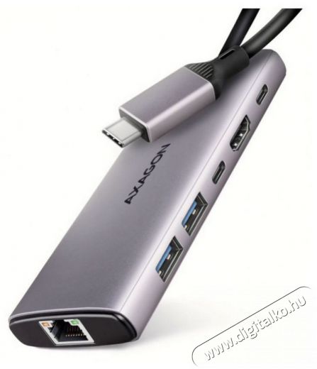 Axagon HMC-6G2L 10Gbps 6in1 szürke Type-C hub Iroda és számítástechnika - Notebook kiegészítő - USB hub / elosztó - 507958