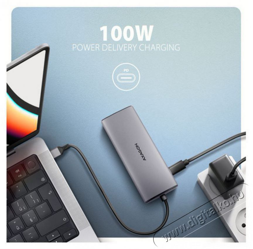 Axagon HMC-6G2L 10Gbps 6in1 szürke Type-C hub Iroda és számítástechnika - Notebook kiegészítő - USB hub / elosztó - 507958