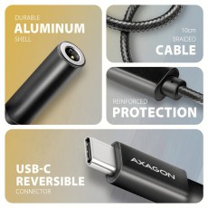 Axagon ADA-HC Mini USB-C audio adapter 384 kHz / 32 bit DAC átalakítóval Fotó-Videó kiegészítők - Mikrofon kiegészítő - Adapter - 508774