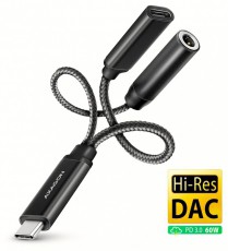 Axagon ADA-HCPD 60W fekete Type-C - Type-C/DAC audio adapter Mobil / Kommunikáció / Smart - Mobiltelefon kiegészítő / tok - Kábel / átalakító - 513329
