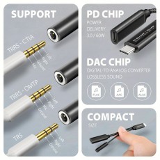 Axagon ADA-HCPD 60W fekete Type-C - Type-C/DAC audio adapter Mobil / Kommunikáció / Smart - Mobiltelefon kiegészítő / tok - Kábel / átalakító - 513329