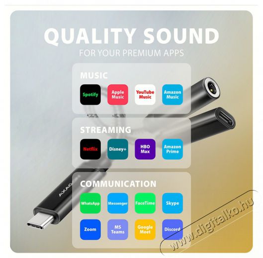 Axagon ADA-HCPD 60W fekete Type-C - Type-C/DAC audio adapter Mobil / Kommunikáció / Smart - Mobiltelefon kiegészítő / tok - Kábel / átalakító - 513329