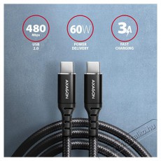 Axagon BUCM-CM15AB 1,5m USB C fekete adat- és töltőkábel Tv kiegészítők - Kábel / csatlakozó - USB kábel - 513919