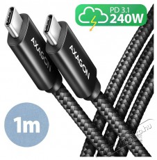 Axagon BUCM2-CM10AB 1m USB C fekete adat- és töltőkábel Tv kiegészítők - Kábel / csatlakozó - USB kábel - 513920