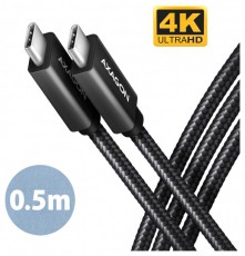 Axagon BUCM32-CM05AB 0,5m Type-C PD 100W 4K HD fekete adat- és töltőkábel Tv kiegészítők - Kábel / csatlakozó - USB kábel - 514821