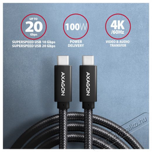 Axagon BUCM32-CM05AB 0,5m Type-C PD 100W 4K HD fekete adat- és töltőkábel Tv kiegészítők - Kábel / csatlakozó - USB kábel - 514821