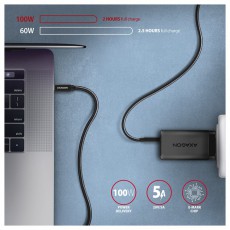 Axagon BUCM32-CM05AB 0,5m Type-C PD 100W 4K HD fekete adat- és töltőkábel Tv kiegészítők - Kábel / csatlakozó - USB kábel - 514821