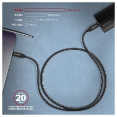 Axagon BUCM32-CM05AB 0,5m Type-C PD 100W 4K HD fekete adat- és töltőkábel Tv kiegészítők - Kábel / csatlakozó - USB kábel - 514821