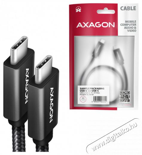 Axagon BUCM32-CM05AB 0,5m Type-C PD 100W 4K HD fekete adat- és töltőkábel Tv kiegészítők - Kábel / csatlakozó - USB kábel - 514821