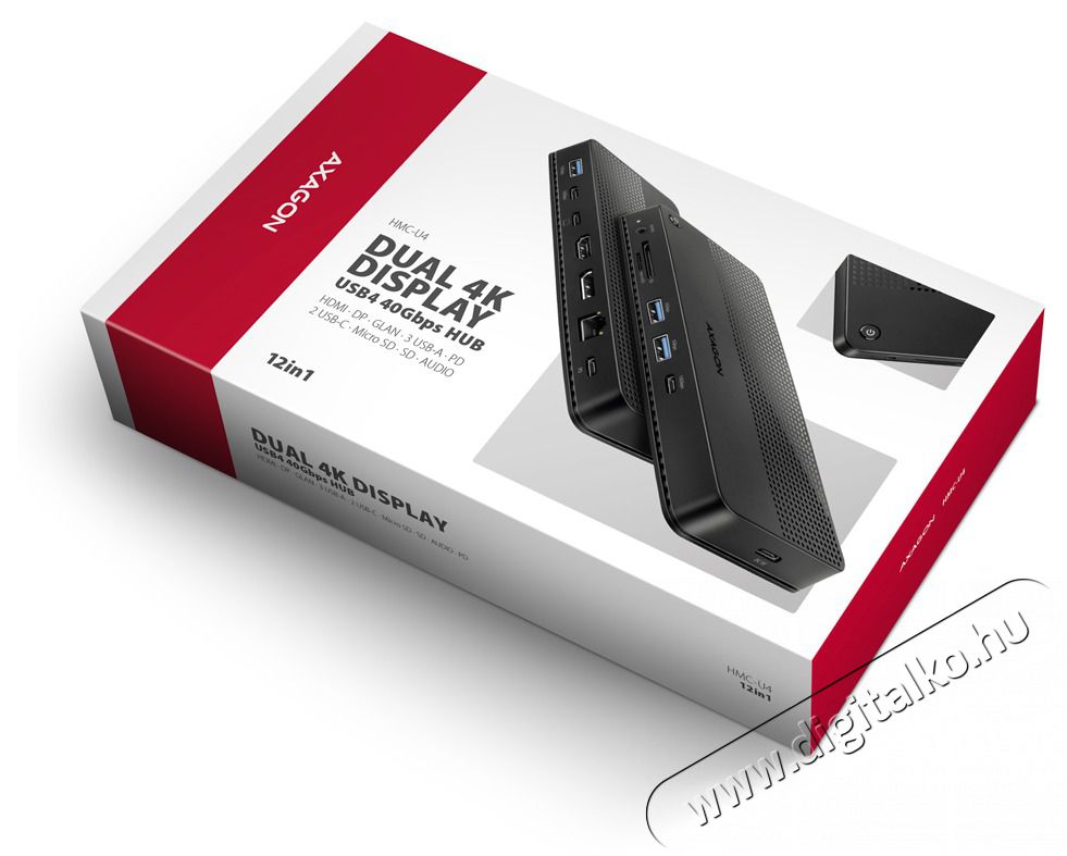 Axagon HMC-U4 USB4 fekete dokkol&oacute; Iroda &eacute;s sz&aacute;m&iacute;t&aacute;stechnika - Notebook kieg&eacute;sz&iacute;tő - USB hub / eloszt&oacute; - 514542