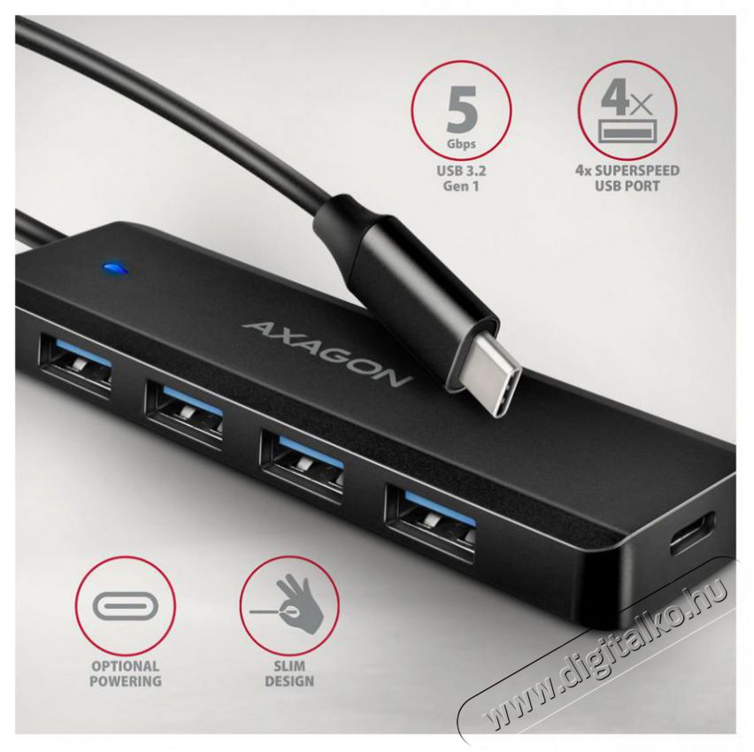Axagon HUE-C1C 4xUSB Type-C USB HUB Iroda és számítástechnika - Notebook kiegészítő - USB hub / elosztó - 514120