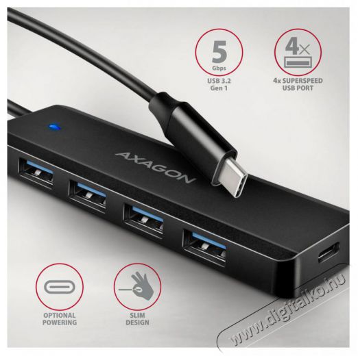 Axagon HUE-C1C 4xUSB Type-C USB HUB Iroda és számítástechnika - Notebook kiegészítő - USB hub / elosztó - 514120