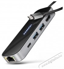 Axagon HMC-6GLN GLASS 6-in-1 Hub, USB-C 5Gbps, 2x USB-A, USB-C, HDMI 4k/60Hz, RJ-45, PD 100 W Dokkol&oacute; &aacute;llom&aacute;s Iroda &eacute;s sz&aacute;m&iacute;t&aacute;stechnika - Notebook kieg&eacute;sz&iacute;tő - USB hub / eloszt&oacute; - 532431