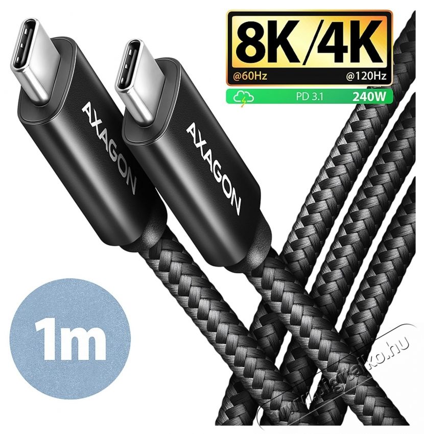 Axagon BUCM4X-CM10AB NewGEN+ 1m USB-C <> USB-C 4 Gen 3x2 / 240W k&aacute;bel Mobil / Kommunik&aacute;ci&oacute; / Smart - Tablet / E-book kieg&eacute;sz&iacute;tő, tok - K&aacute;bel - 500352
