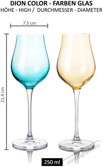 B.BOHEMIAN DION prosecco / pezsgőspoh&aacute;r szett - 250 ml, Mix Blue and Yellow, 4 db Konyhai term&eacute;kek - Konyhai eszk&ouml;z - K&eacute;szlet / szett - 523901