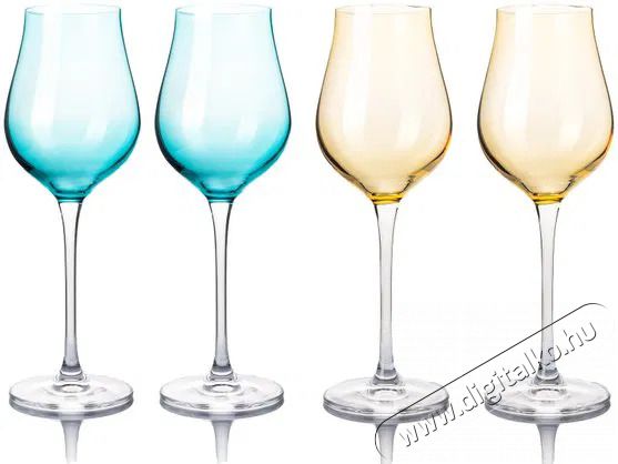 B.BOHEMIAN DION prosecco / pezsgőspoh&aacute;r szett - 250 ml, Mix Blue and Yellow, 4 db Konyhai term&eacute;kek - Konyhai eszk&ouml;z - K&eacute;szlet / szett - 523901