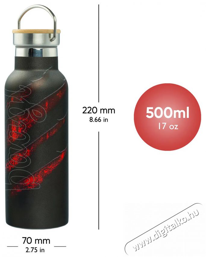 BAAGL Hőtart&oacute; kulacs bambusz kupakkal - L&aacute;va, 500 ml Konyhai term&eacute;kek - Ed&eacute;ny - Termosz - 528496
