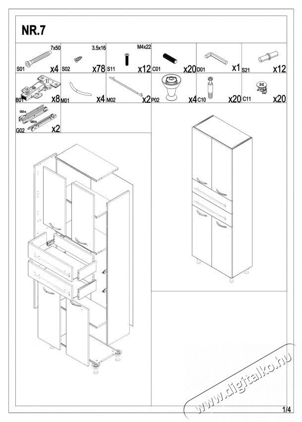 Badenmob 008 f&uuml;rdőszobai szekr&eacute;ny, 2 polc, 2 fi&oacute;k, MDF, forg&aacute;cslap, 180x60x31,6 cm, RAL 7044 H&aacute;ztart&aacute;s / Otthon / K&uuml;lt&eacute;r - F&uuml;rdőszoba / wc - Kieg&eacute;sz&iacute;tő - 536066