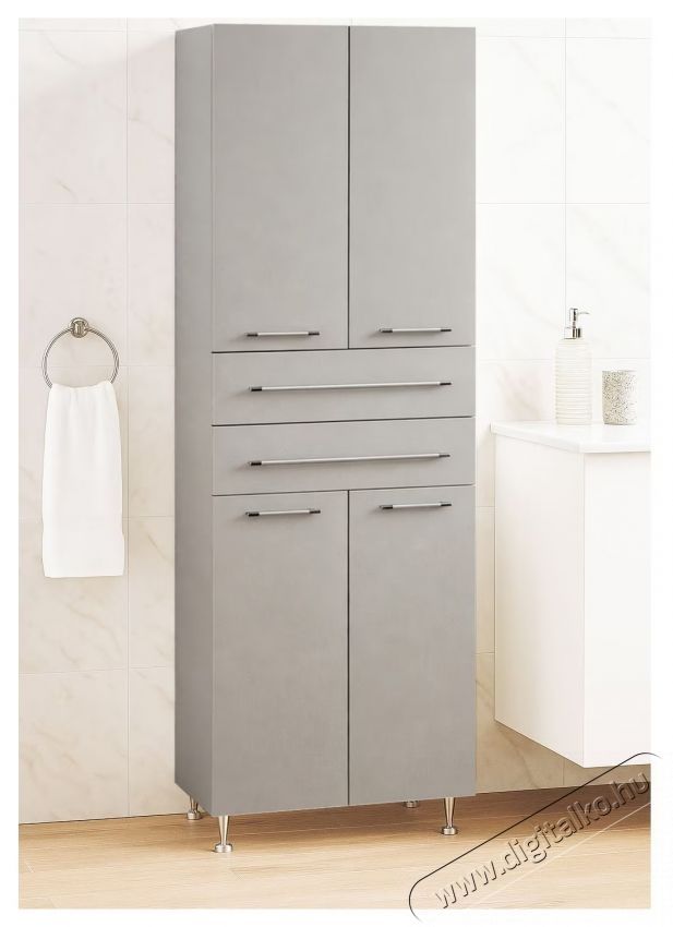 Badenmob 008 f&uuml;rdőszobai szekr&eacute;ny, 2 polc, 2 fi&oacute;k, MDF, forg&aacute;cslap, 180x60x31,6 cm, RAL 7044 H&aacute;ztart&aacute;s / Otthon / K&uuml;lt&eacute;r - F&uuml;rdőszoba / wc - Kieg&eacute;sz&iacute;tő - 536066