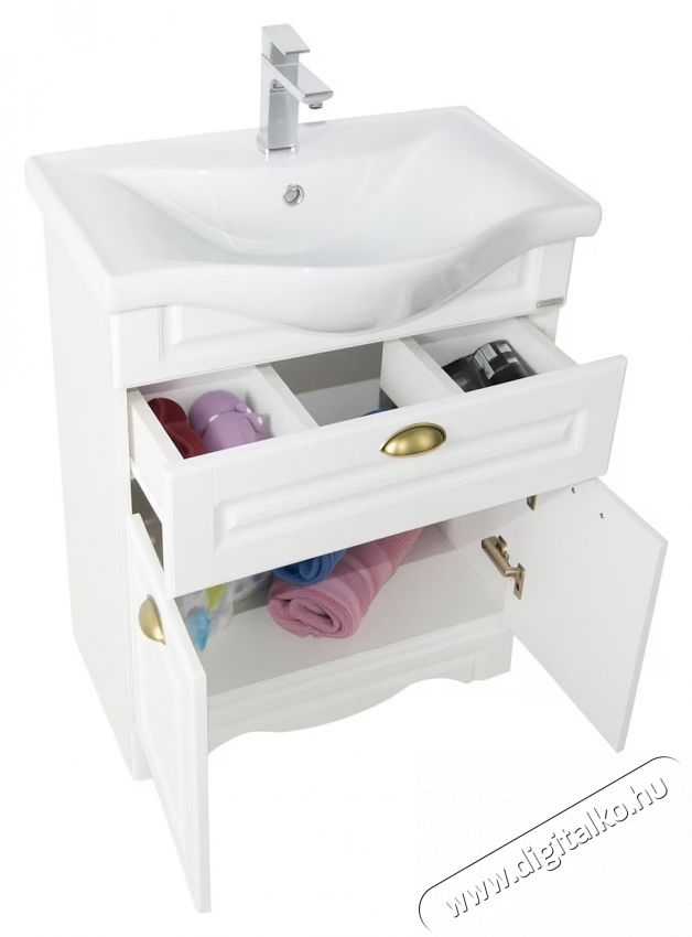 Badenmob 172 als&oacute;szekr&eacute;ny &eacute;s mosd&oacute;kagyl&oacute;, MDF, forg&aacute;cslap, 65x81x45 cm, rusztikus feh&eacute;r H&aacute;ztart&aacute;s / Otthon / K&uuml;lt&eacute;r - F&uuml;rdőszoba / wc - Kieg&eacute;sz&iacute;tő - 536065