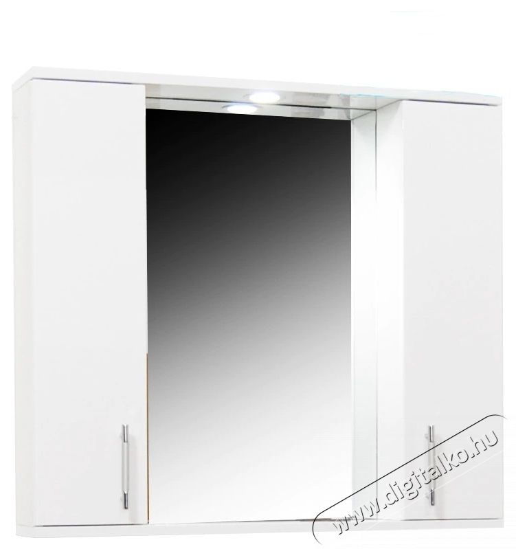 Badenmob 020 sorozat, f&uuml;rdőszobai t&uuml;k&ouml;r szekr&eacute;nnyel &eacute;s vil&aacute;g&iacute;t&aacute;ssal, 4 polccal, MDF, forg&aacute;cslap, 71 x 80 x 14 cm, feh&eacute;r H&aacute;ztart&aacute;s / Otthon / K&uuml;lt&eacute;r - F&uuml;rdőszoba / wc - Kieg&eacute;sz&iacute;tő - 536079