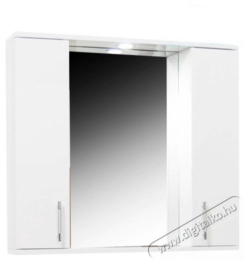 Badenmob 020 sorozat, f&uuml;rdőszobai t&uuml;k&ouml;r szekr&eacute;nnyel &eacute;s vil&aacute;g&iacute;t&aacute;ssal, 4 polccal, MDF, forg&aacute;cslap, 71 x 80 x 14 cm, feh&eacute;r H&aacute;ztart&aacute;s / Otthon / K&uuml;lt&eacute;r - F&uuml;rdőszoba / wc - Kieg&eacute;sz&iacute;tő - 536079