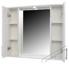 Badenmob 020 sorozat, f&uuml;rdőszobai t&uuml;k&ouml;r szekr&eacute;nnyel &eacute;s vil&aacute;g&iacute;t&aacute;ssal, 4 polccal, MDF, forg&aacute;cslap, 71 x 80 x 14 cm, feh&eacute;r H&aacute;ztart&aacute;s / Otthon / K&uuml;lt&eacute;r - F&uuml;rdőszoba / wc - Kieg&eacute;sz&iacute;tő - 536079