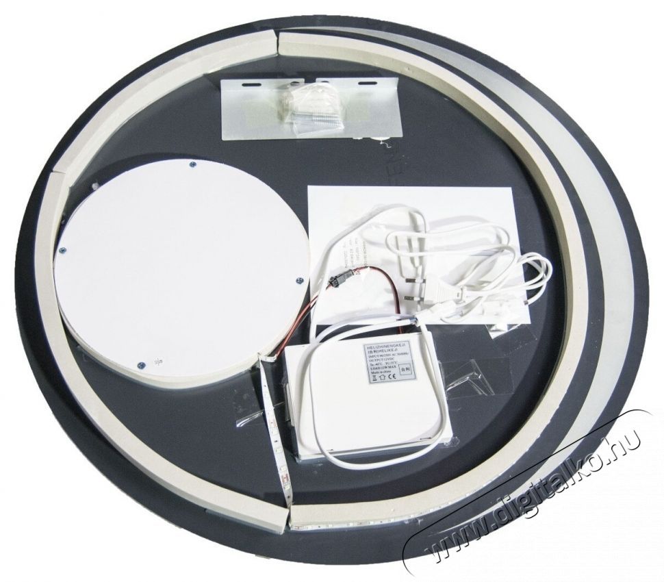 Badenmob 19172 LED f&uuml;rdőszobai t&uuml;k&ouml;r, p&aacute;ramentes&iacute;tő funkci&oacute;, &oacute;ra, hőm&eacute;rő &eacute;s nagy&iacute;t&oacute;, D80cm Sz&eacute;ps&eacute;g&aacute;pol&aacute;s / Eg&eacute;szs&eacute;g - T&uuml;k&ouml;r - 536080