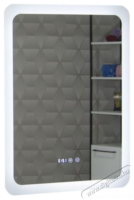 Badenmob LED-es vil&aacute;g&iacute;t&oacute; t&uuml;k&ouml;r, k&ouml;dmentes&iacute;tő funkci&oacute;val, &oacute;r&aacute;val, d&aacute;tummal &eacute;s hőm&eacute;rővel, MD2, 60x80cm Sz&eacute;ps&eacute;g&aacute;pol&aacute;s / Eg&eacute;szs&eacute;g - T&uuml;k&ouml;r - 536083